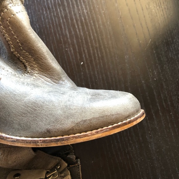 Rebels Stomp western style ankle boot greyish olive color leather wood heel 9 - Picture 5 of 10